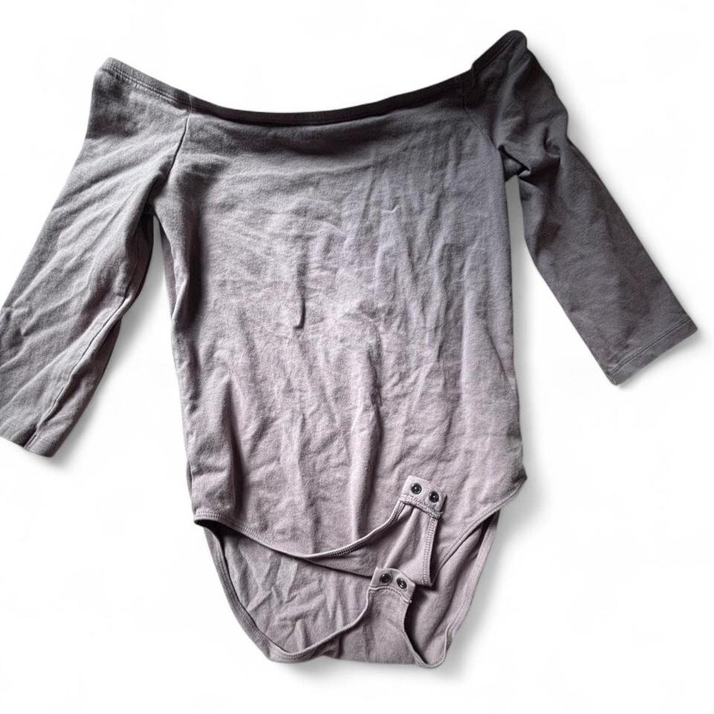 Express One Eleven Taupe Mauve Off-Shoulder Bodysuit 3/4 Sleeve Size M